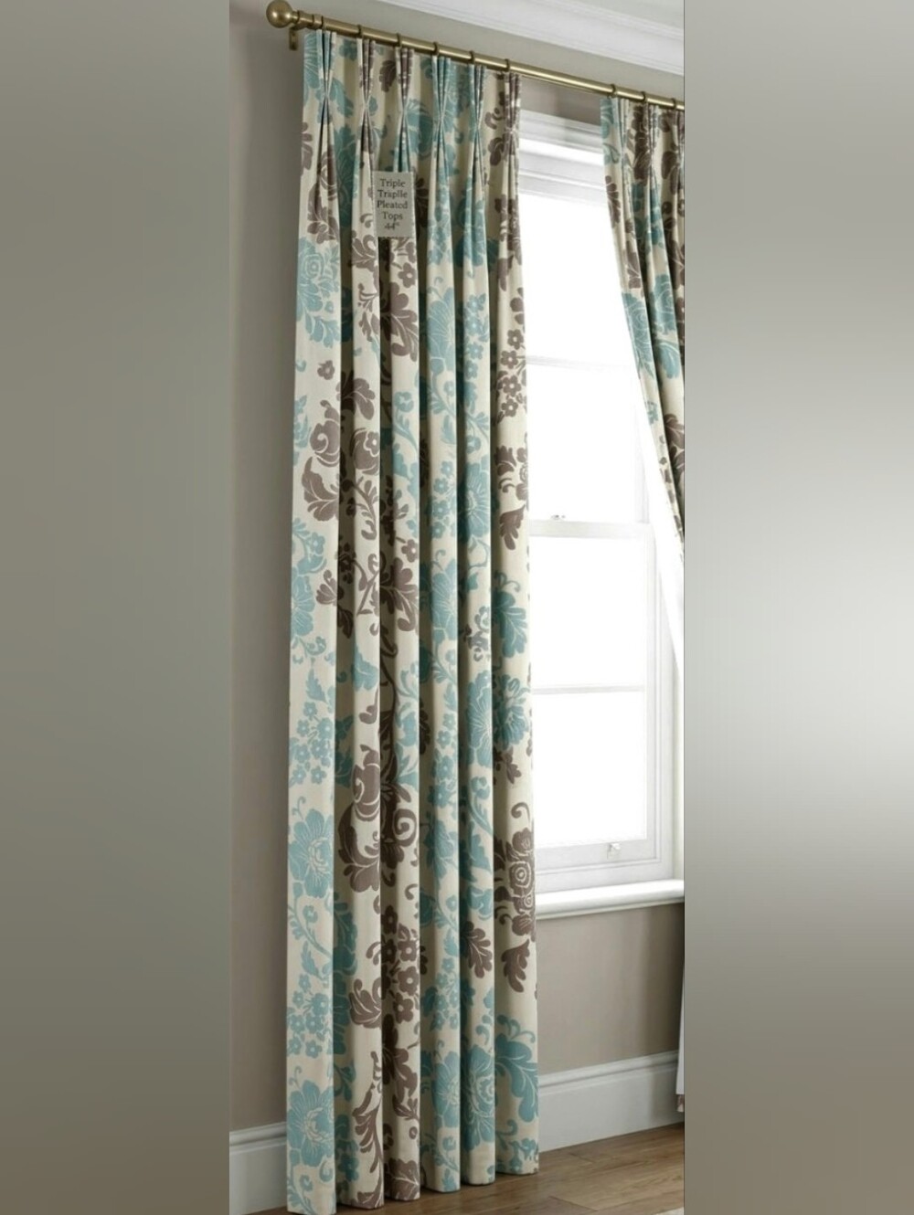 1 custom drapery panel double wide lined pleated 100x89 each - Firm 1 of…